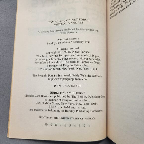 Tom Clancys Net Force Books Paperback Virtual Vandals End Games + One Lot of 3 - Picture 5 of 15